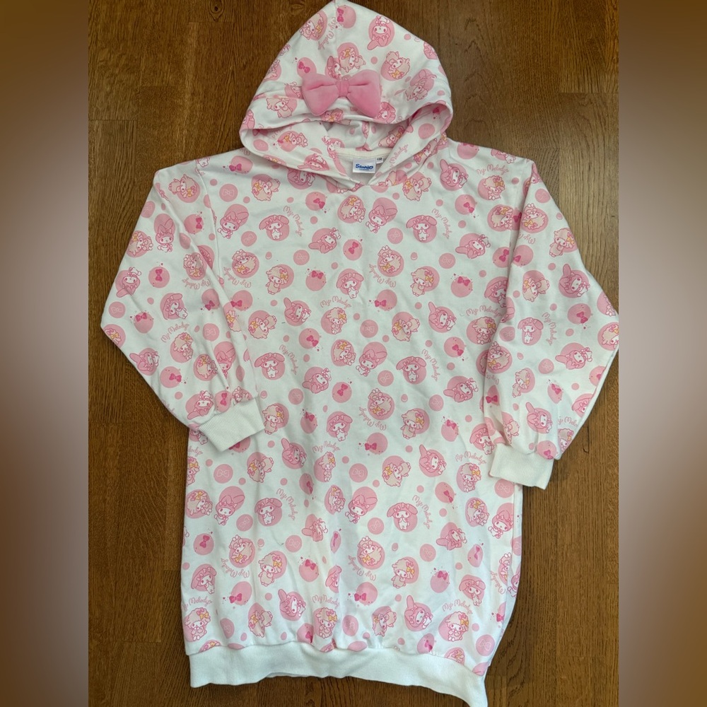 Sanrio My Melody Girls Long Hoodie with Bow Kids Size 10-12 yrs